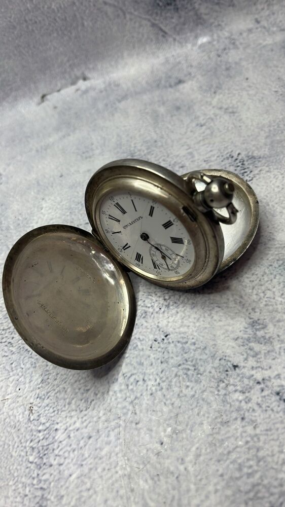 Серебряные карманные часы Qte САЛЬТЕРЪ, 84 проба, 1870-90е годы
