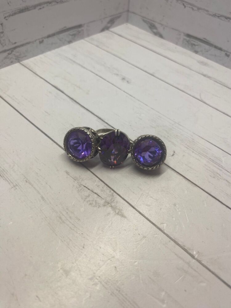 Бижутерия Кольцо+Серьги Фиолетовый камень