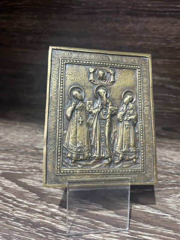 Икона 18в три святителяИоан Златоуст Григорий Богослов Василий Великий