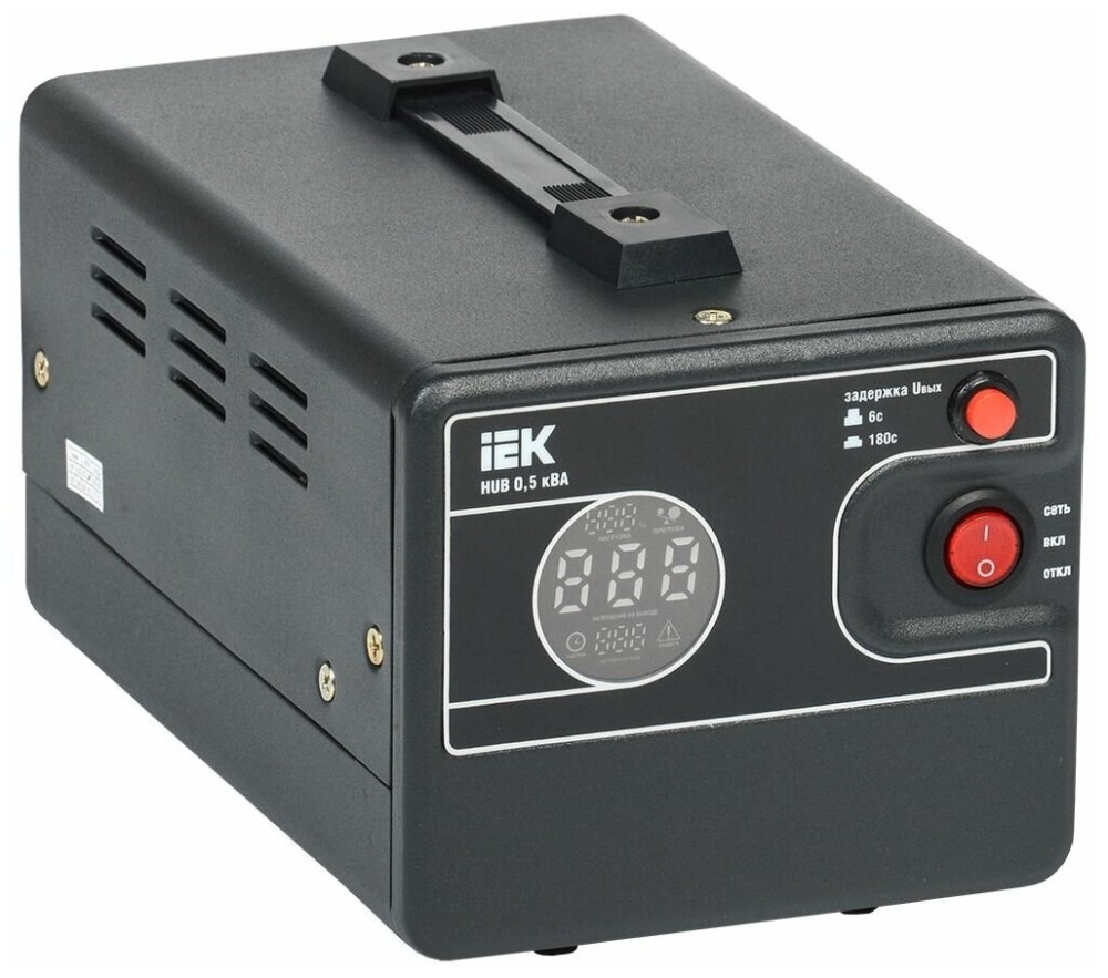Стабилизатор напряжения однофазный IEK HUB 0.5кВА (IVS21-1-D05-13) черный 500 ВА