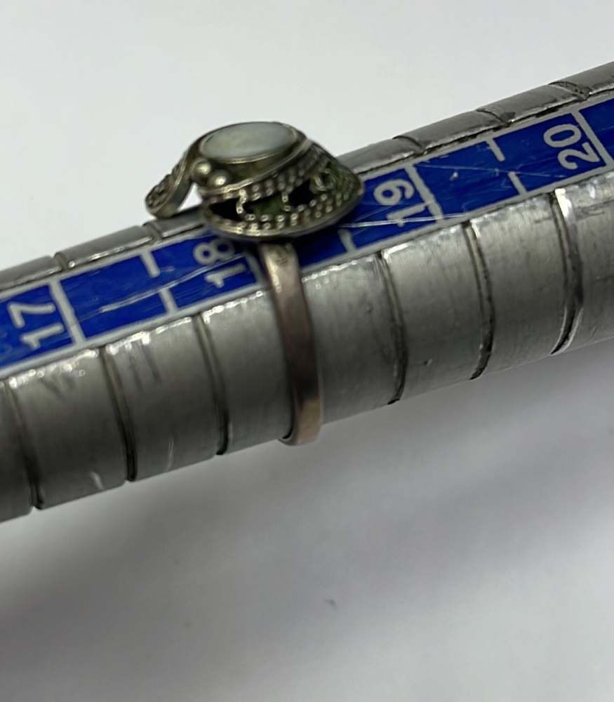 Кольцо с перламутром, серебрение