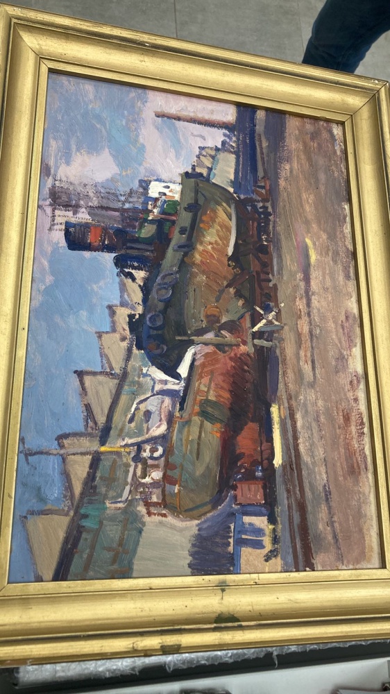 Картина К. ГНЕУШЕВ Ремонт Корабля 1960 г.